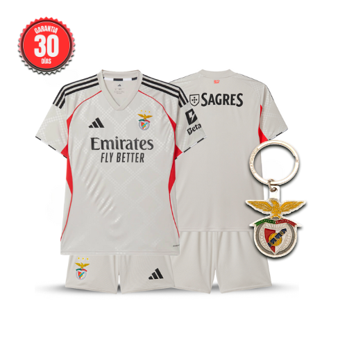 Conjunto Infantil Benfica Alternativa Bege 2025/26 - ÚLTIMAS UNIDADES! 🔥🦅